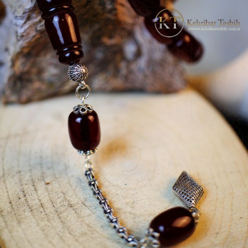 Sıkma kehribar| Fıçı Kesim | Gümüş Püskül | Efe Boy