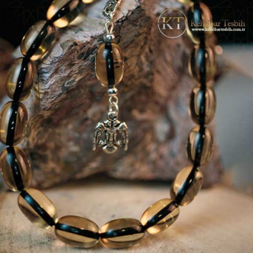 Ateş Kehribar | Kapsül Kesim | Çift Yedek Habbeli | Gümüş Püsküllü